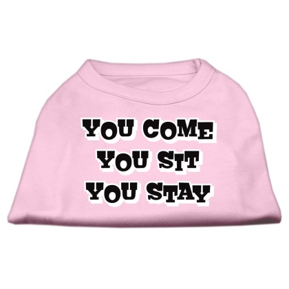 You Come, You Sit, You Stay Screen Print Shirts Light Pink L