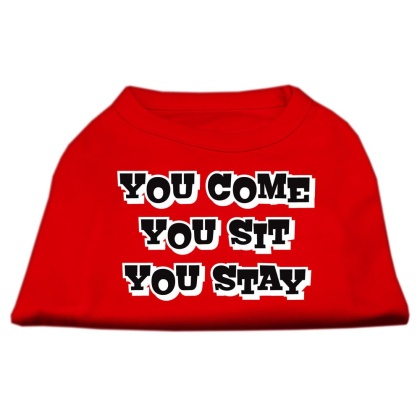 You Come, You Sit, You Stay Screen Print Shirts Red L