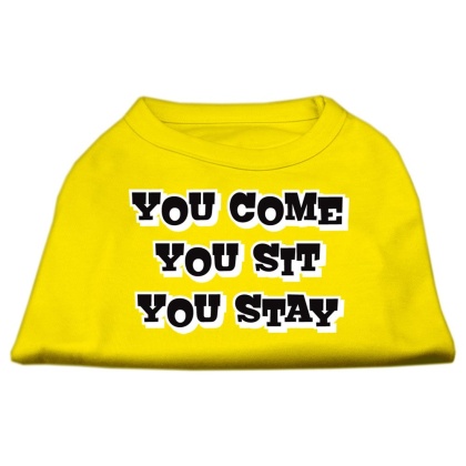 You Come, You Sit, You Stay Screen Print Shirts Yellow Lg