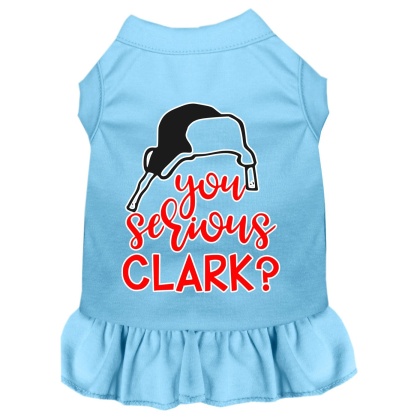 You Serious Clark? Screen Print Dog Dress Baby Blue 4X