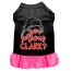 You Serious Clark? Screen Print Dog Dress Black with Bright Pink Lg