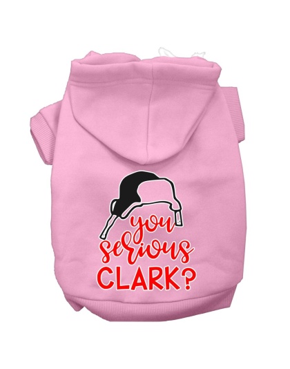 You Serious Clark? Screen Print Dog Hoodie Light Pink L