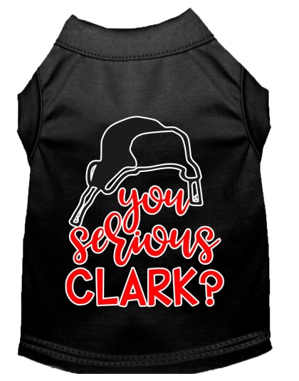 You Serious Clark? Screen Print Dog Shirt Black Lg