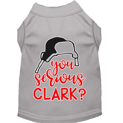 You Serious Clark? Screen Print Dog Shirt Grey Lg