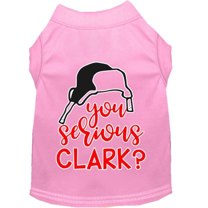 You Serious Clark? Screen Print Dog Shirt Light Pink Lg