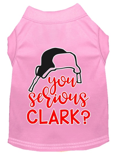 You Serious Clark? Screen Print Dog Shirt Light Pink Lg