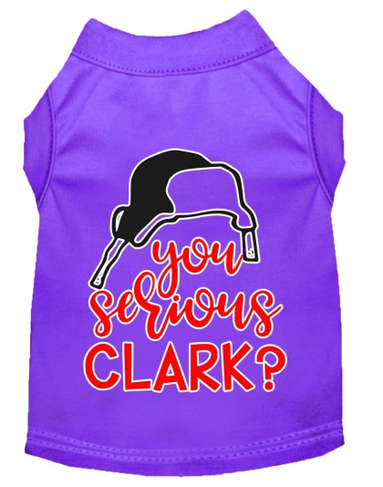 You Serious Clark? Screen Print Dog Shirt Purple Lg