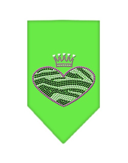 Zebra Heart Rhinestone Bandana Lime Green Large