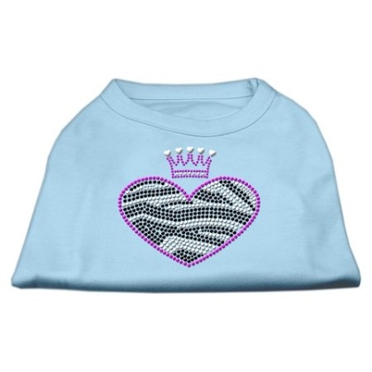 Zebra Heart Rhinestone Dog Shirt Baby Blue Lg