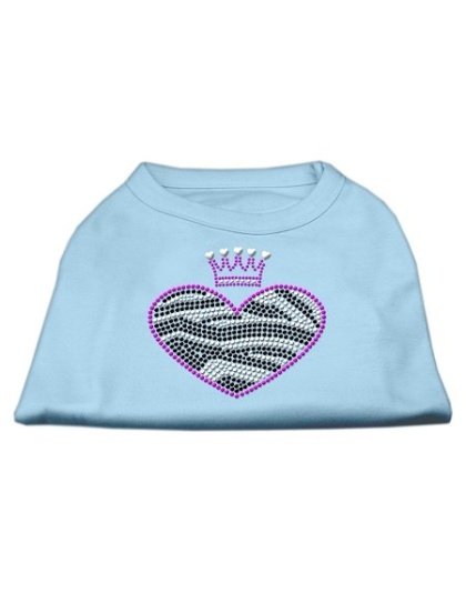 Zebra Heart Rhinestone Dog Shirt Baby Blue Lg