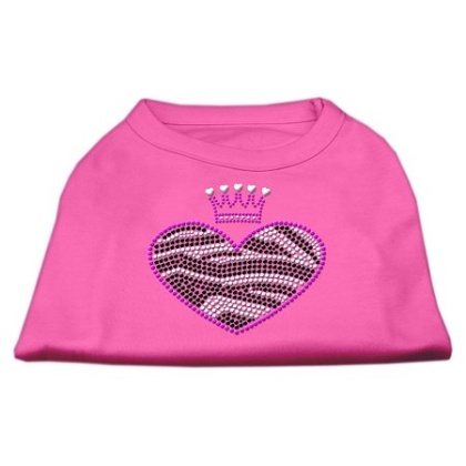 Zebra Heart Rhinestone Dog Shirt Bright Pink Lg