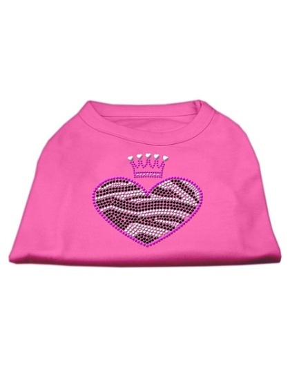 Zebra Heart Rhinestone Dog Shirt Bright Pink Lg