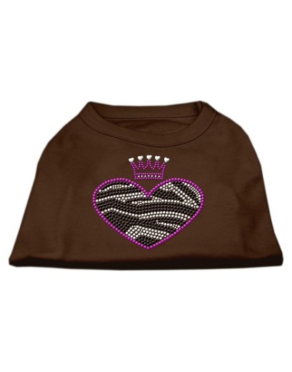 Zebra Heart Rhinestone Dog Shirt Brown Lg