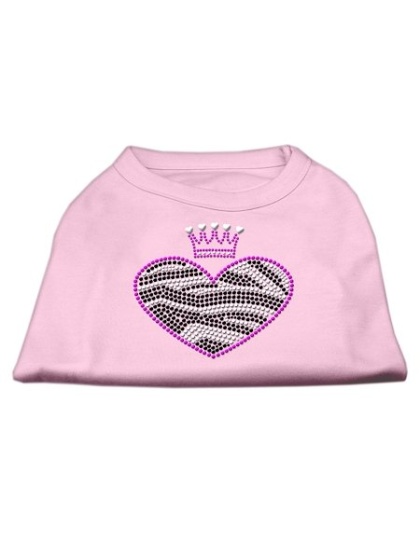 Zebra Heart Rhinestone Dog Shirt Light Pink Lg