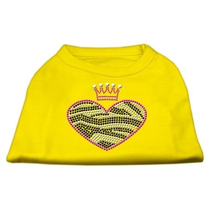 Zebra Heart Rhinestone Dog Shirt Yellow Lg