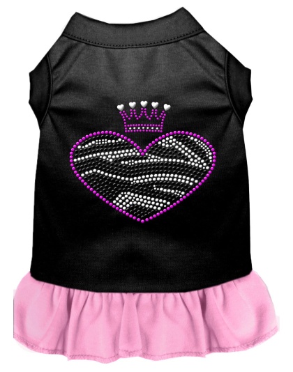 Zebra Heart Rhinestone Dress Black with Light Pink Lg