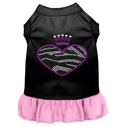 Zebra Heart Rhinestone Dress Black with Light Pink XXXL