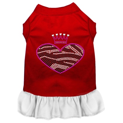 Zebra Heart Rhinestone Dress Red with White Lg