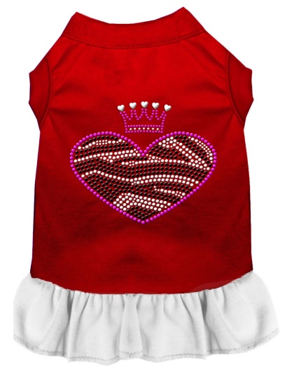 Zebra Heart Rhinestone Dress Red with White XXL