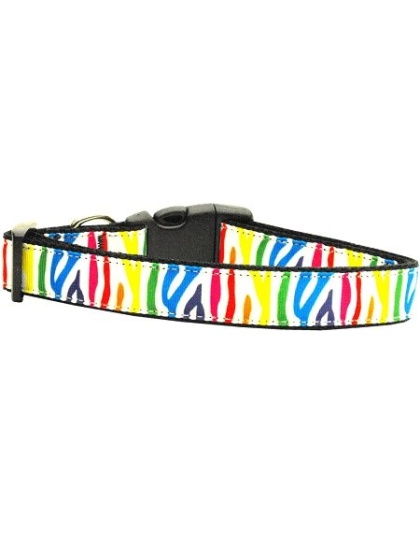 Zebra Rainbow Nylon Cat Collar