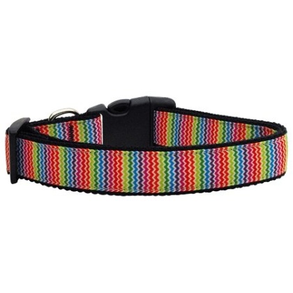 Zigzaggy Rainbow Nylon Cat Collar