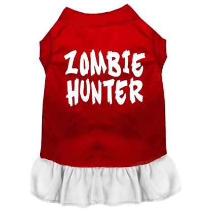 Zombie Hunter Screen Print Dress Red with White Lg