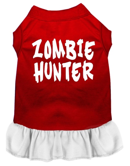 Zombie Hunter Screen Print Dress Red with White Lg