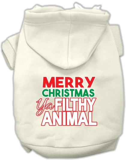 Ya Filthy Animal Screen Print Pet Hoodie Cream