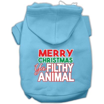 Ya Filthy Animal Screen Print Pet Hoodie Baby Blue