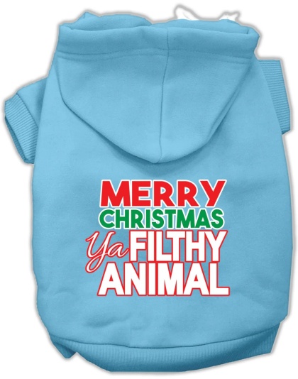 Ya Filthy Animal Screen Print Pet Hoodie Baby Blue
