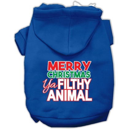 Ya Filthy Animal Screen Print Pet Hoodie Blue