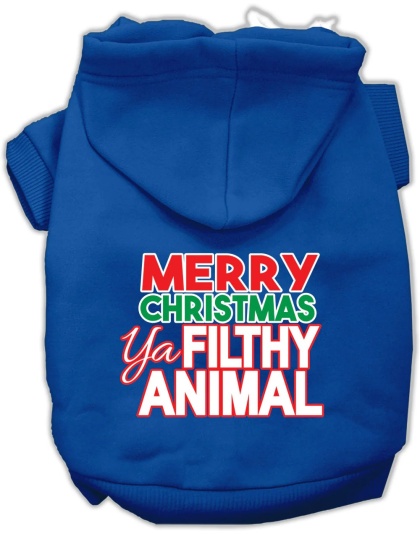 Ya Filthy Animal Screen Print Pet Hoodie Blue