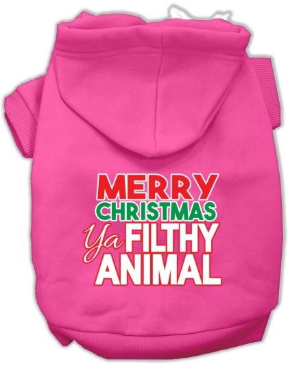 Ya Filthy Animal Screen Print Pet Hoodie Bright Pink