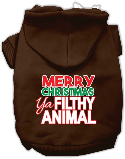 Ya Filthy Animal Screen Print Pet Hoodie Brown