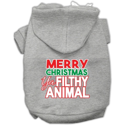 Ya Filthy Animal Screen Print Pet Hoodie Grey